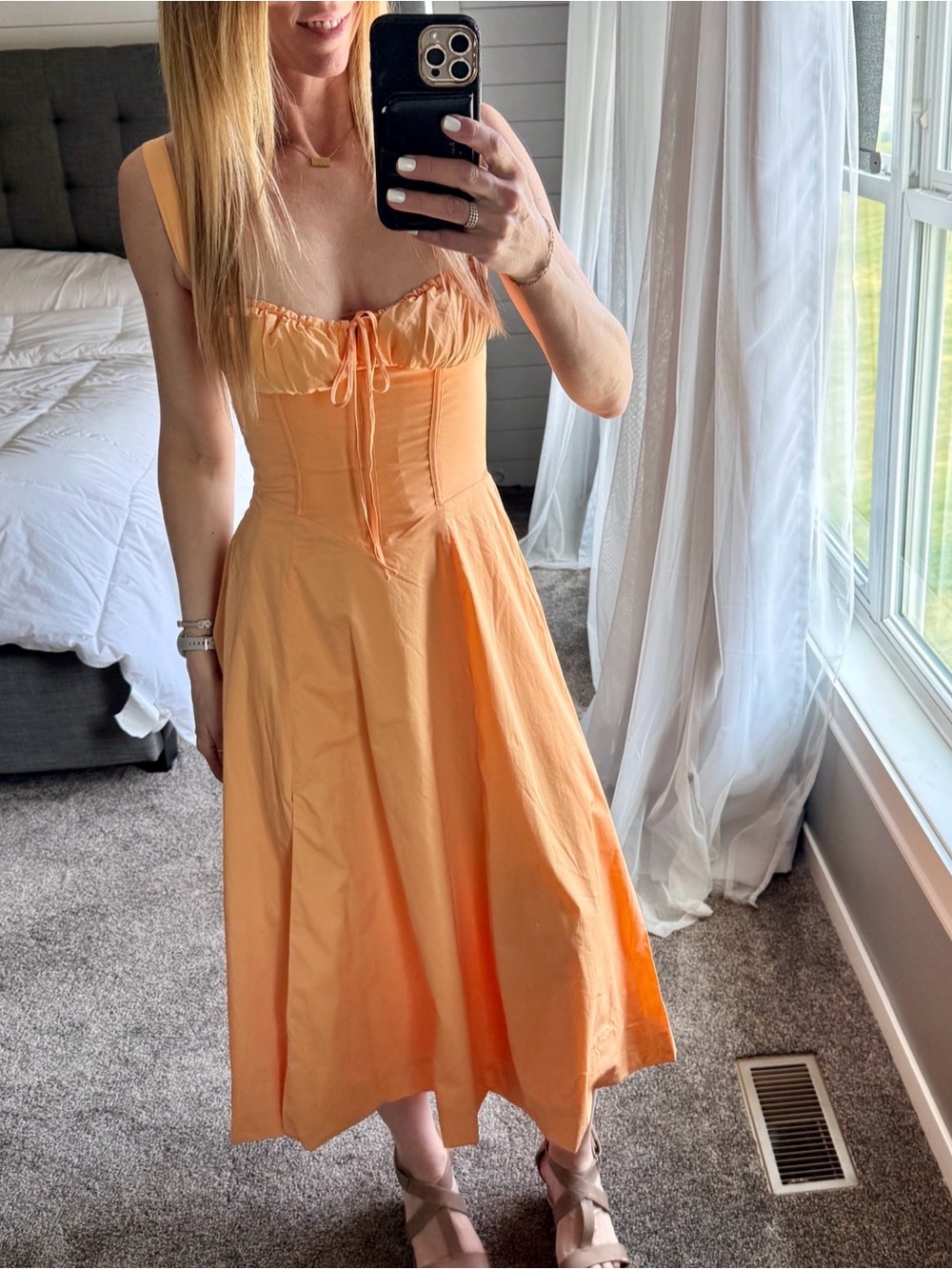 NWOT - HOUSE OF CB 'Carmen' Tangerine Bustier Sundress - Picture 4 of 5